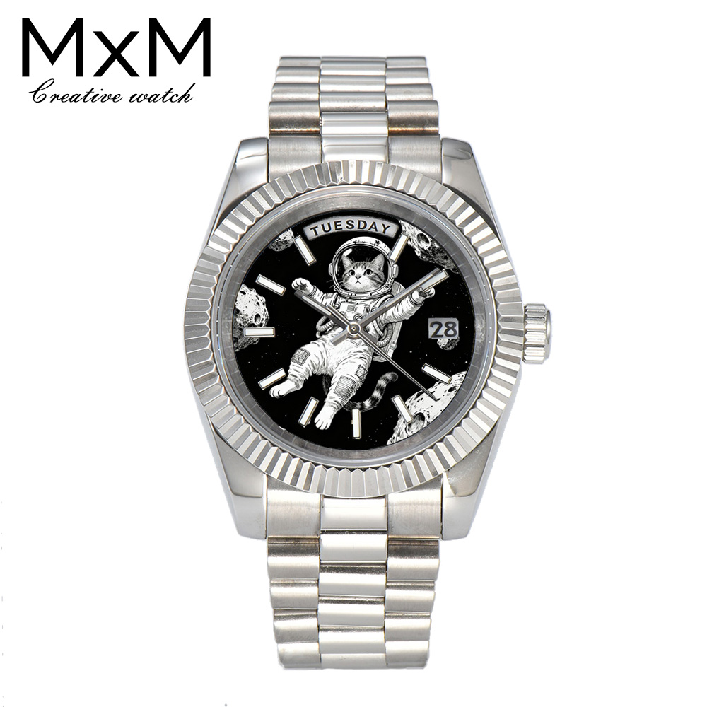 Leather Watch Strap - Reloj creativo para hombre 40mm/36mm Miyota