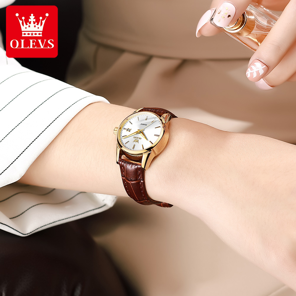 Reloj OLEVS 6898 para mujer, r - Leather Watch Strap reseña y precio