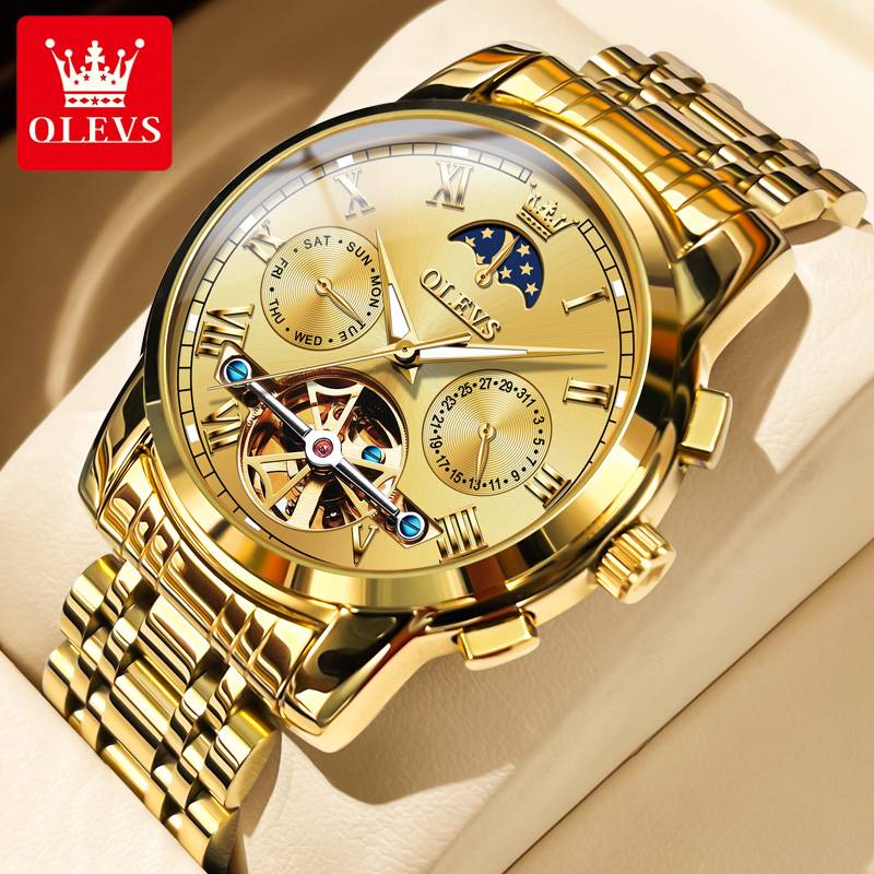 OLEVS 6617 Reloj mecánico clás - Leather Watch Strap reseña y precio