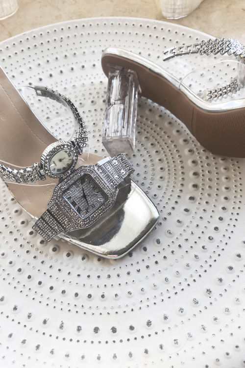 Sandalias de tacón alto con re - Leather Watch Strap reseña y precio