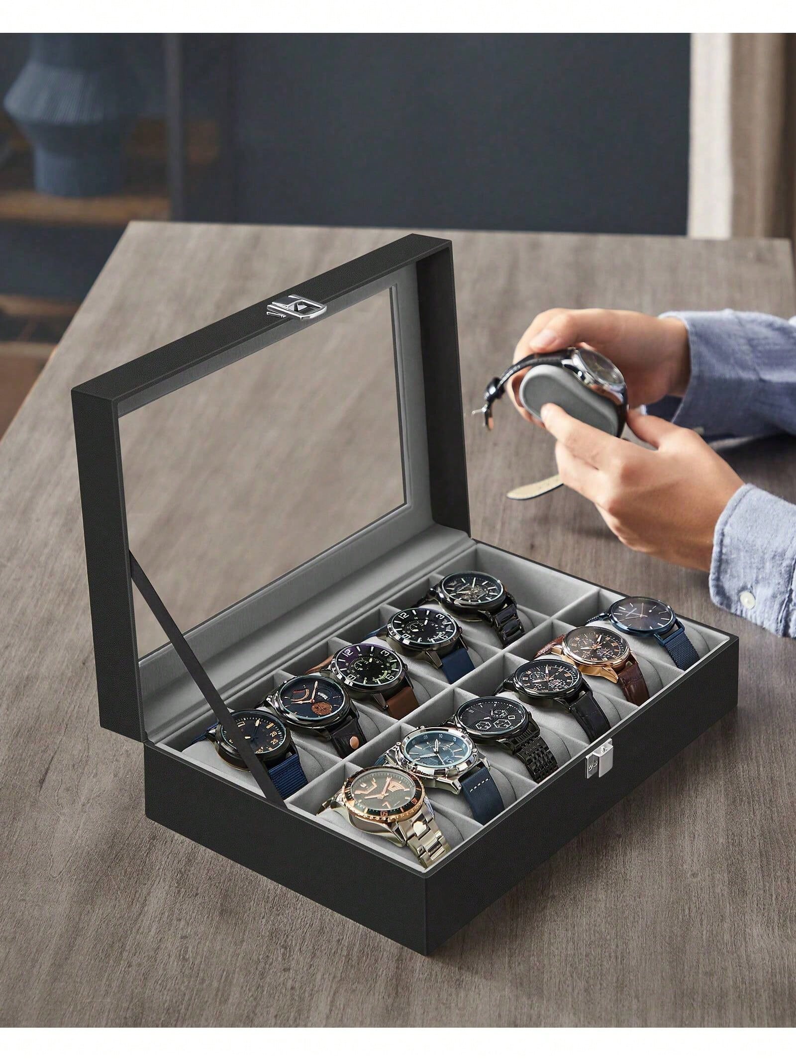 Caja para relojes con cerradur - Leather Watch Strap reseña y precio