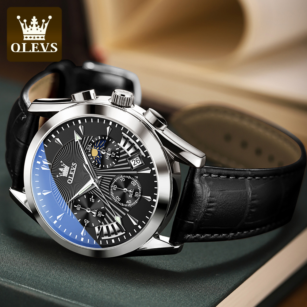 OLEVS, relojes informales a la - Leather Watch Strap reseña y precio