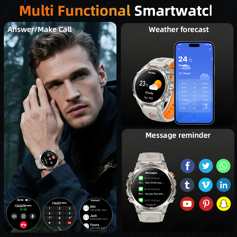 LIGE-reloj inteligente con seg - Smartwatch Watches Smart reseña y precio