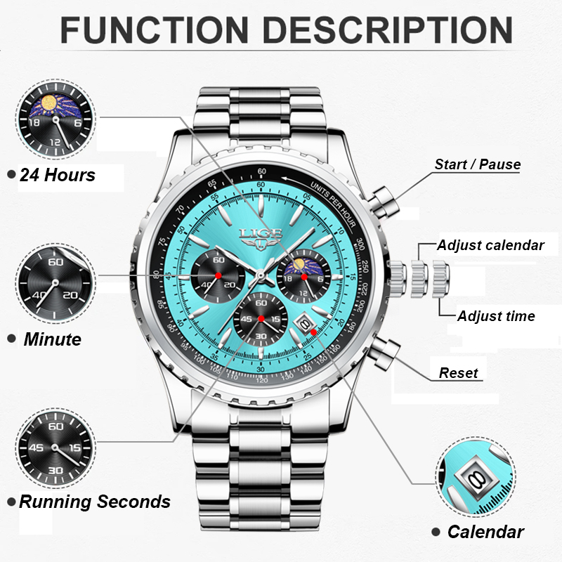Reloj LIGE de moda para hombre - Smartwatch Watches Brands For Men reseña y precio