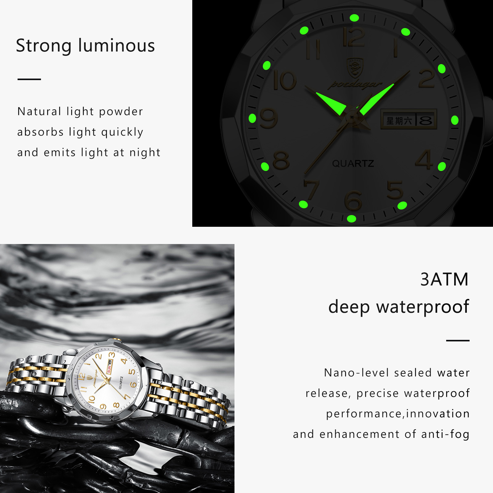 Reloj POEDAGAR Elegante para M - Waterproof Diving Watch reseña y precio